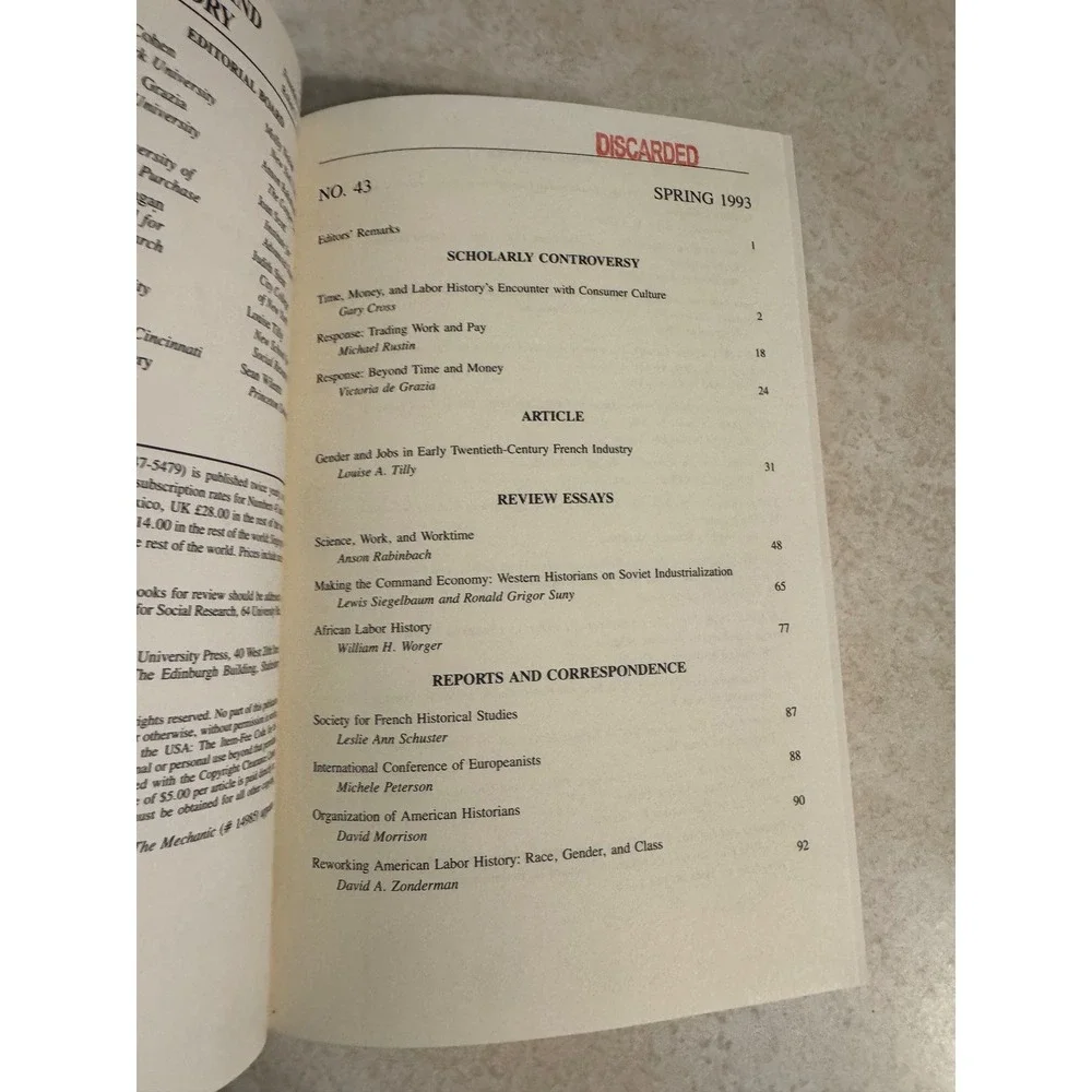 International Labor and Working-Class History Journal Bound Vol 43-45‎ 1993-1994